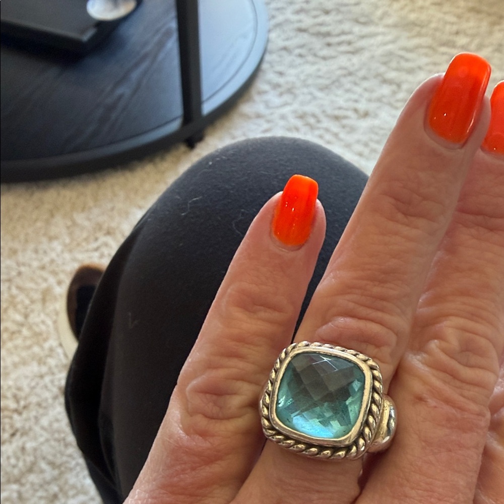 Lt Blue- Faceted Stone Statement Sterling silver Ring